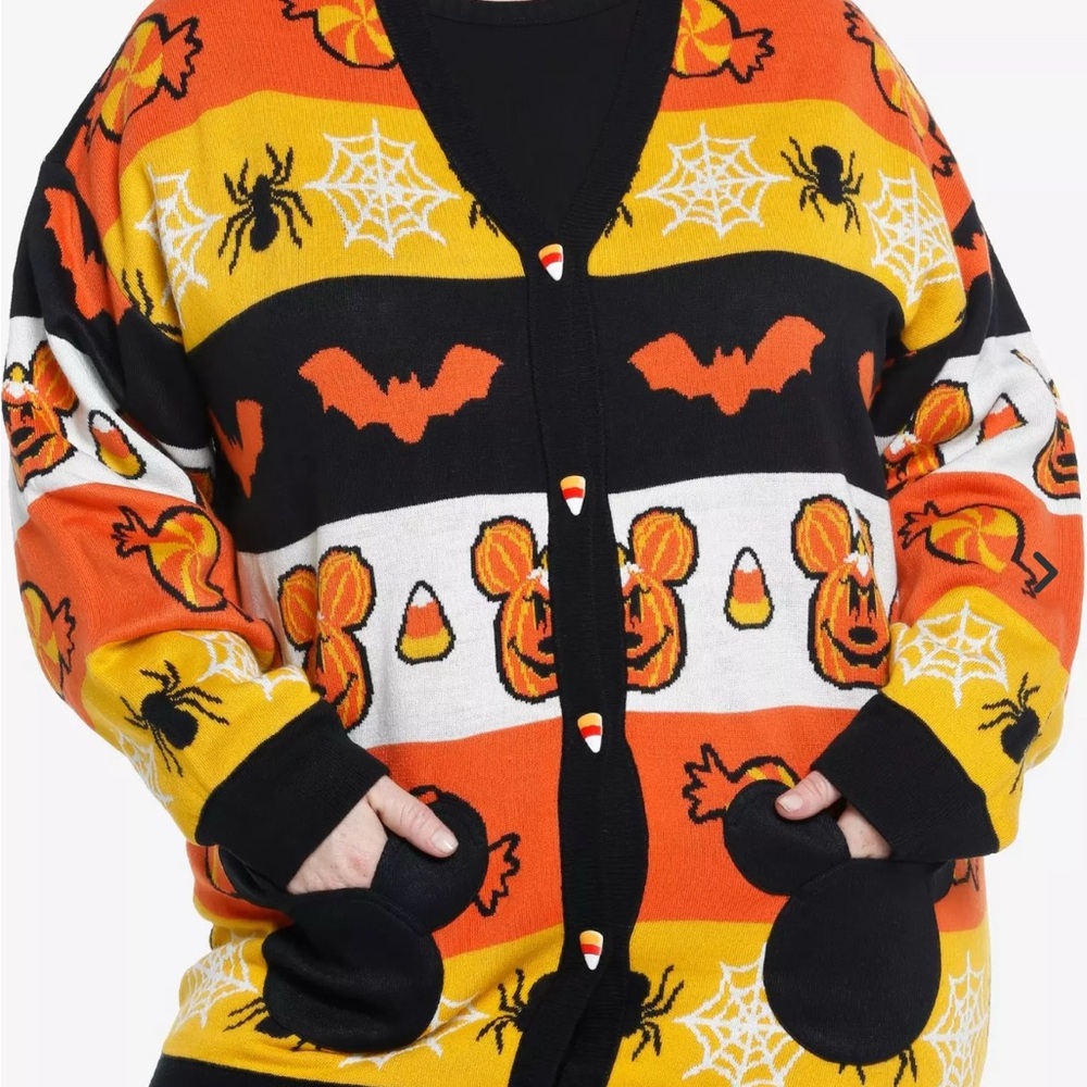 Disney Orange and Black Halloween Cardigan Sweater